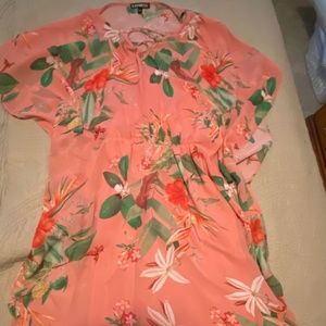 Floral Pink winged dress